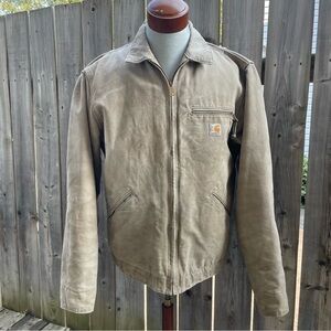 Carhartt Denim Work Jacket, Size Medium, Tan, Workwear, Blanket Lined